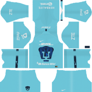 pumas unam goalkeeper home kit 2018-2019 dream league soccer